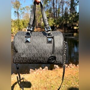 Michael Kors Monogram Black Satchel